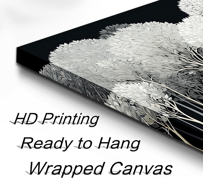 Black and White Tree of Life Wall Art for Living Room Abstract Forest Print Picture Framed Large Canvas Wall Decor for Bedroom Office Bathroom Modern Home Botanical Landscape Wall Decorations Artwork Size 24x48 Ready to Hang