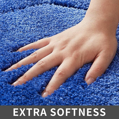 COSY HOMEER Extra Thick Bath Linen Sets Rugs for Bathroom - Anti-Slip Bath Mats Soft Plush Yarn Shaggy 100% Strong Polyester Living Room Bedroom Mat Floor Water Absorbent(Blue,24x36 - Inches)
