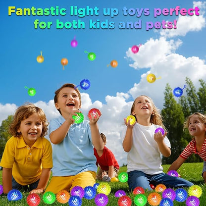 120PCS Light Up Ball, Bouncy Balls for Kids, 6 Colors LED Flashing Squeaky Ball, 2.55inch Light Up Toys, Fidget Sensory Toys, Glow in The Dark Party Favors for Teens, Adults, Children