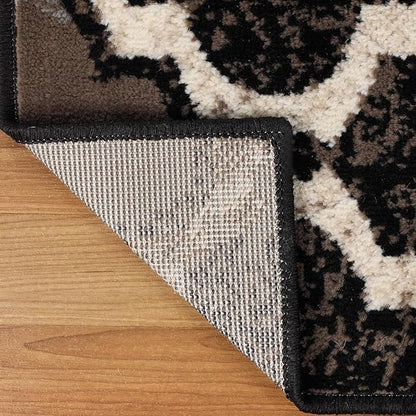 Superior Viking 3 Piece Indoor Area Rug Set, Jute Backing, Modern Trellis Decor for Hallway, Entry, Office, Kitchen, Bedroom, Living Room Floors, Plush Rugs, 2' 7" x 8', 2' x 3', 5' x 8', Chocolate