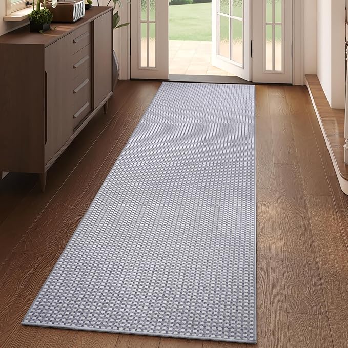 YDKGL 2x6 ft Boho Kitchen Runner Rugs Mat Woven Runners for Hallways Washable Non Slip, Soft Long Entryway Laundry Hall Floor Runner Carpet for Indoor Backdoor Bedroom Kitchen Living Room, Gray