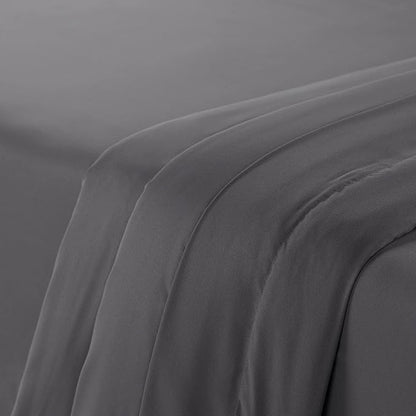 Serta Simply Clean Super Soft Hypoallergenic Stain Resistant Deep Pocket 4 Pieces Solid Bed Sheet Set, King, Grey
