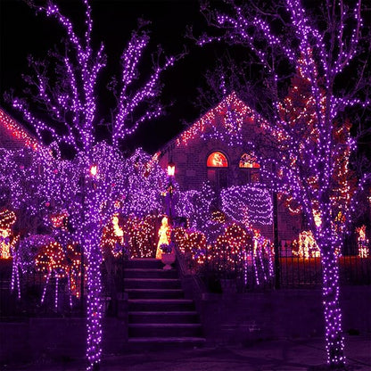 WATERGLIDE 1000 LED Halloween String Lights, 328 FT Green Wire LED Decorative Fairy Lights with Remote & 8 Modes, Waterproof for Indoor Outdoor Xmas Holiday Party Garden Wedding Home Decor, Purple