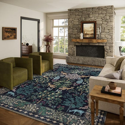 8x10 Area Rugs for Living Room: Washable Bedroom Rug Vintage Area Rug Stain Resistant Non Slip Low Pile Lightweight Soft Carpets for Living Room Dining Room Kitchen Nursery Kids Room Farmhouse Indoor