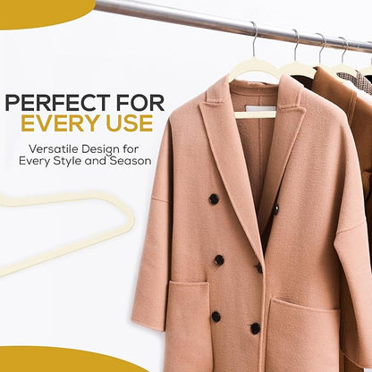 Premium Velvet Hangers 30 Pack Ultra Thin Non Slip Adult Felt Space Saving Suit Hanger for Closet Heavy Duty Coat Pants Jackets Dress Hangers 360° Swivel Hook Hold Upto 10 lbs Ivory