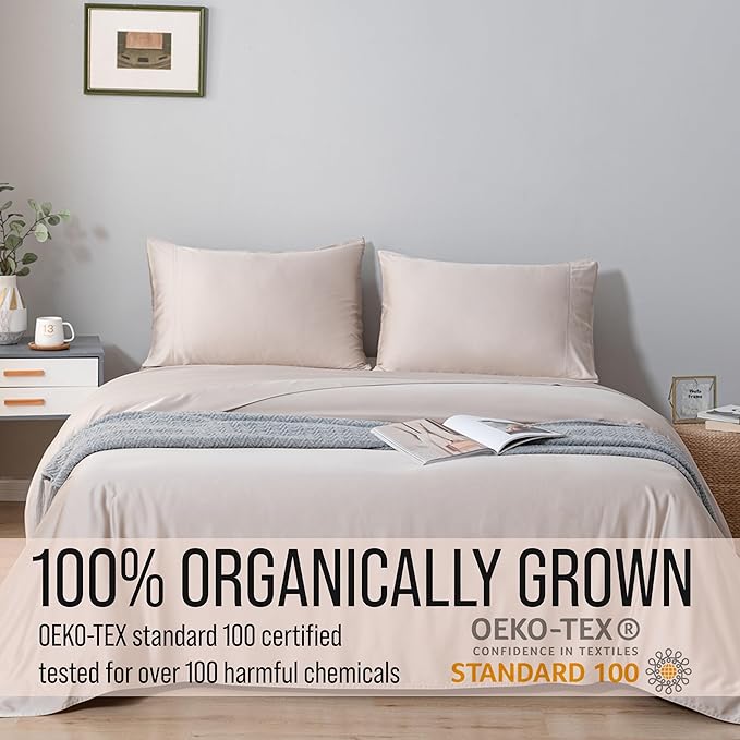 Bella Coterie Luxury Bamboo Viscose Twin Size Sheet Set | 100% Organically Grown | Ultra Soft | Cooling for Hot Sleepers | 18" Deep Pocket [Dune]