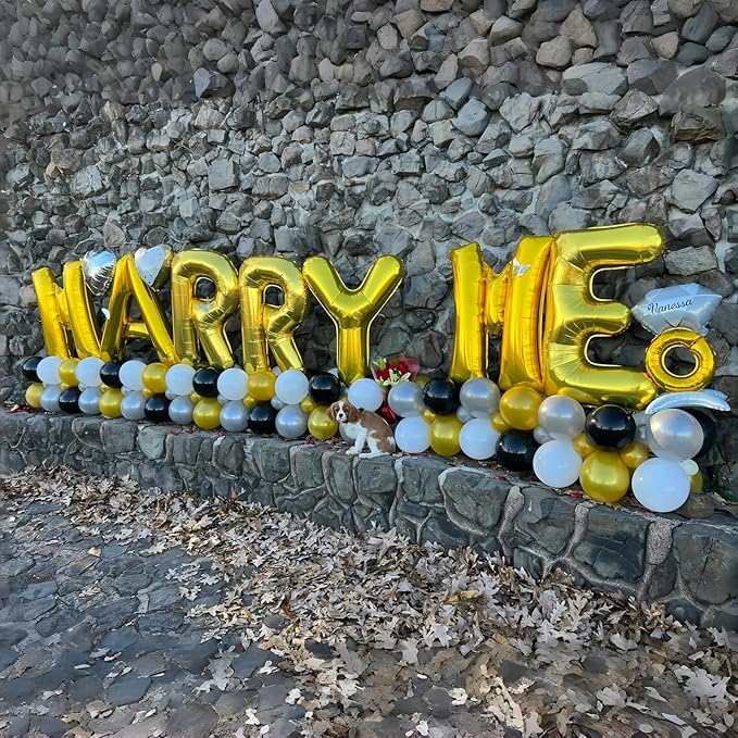 Large Custom Balloon Letters M, 40 Inch Helium Alphabet Word Balloons Decor, Big Self Inflating Foil A-Z Gold Letter Name Balloons for Boys Women Birthday Anniversary Party Decorations Supplies