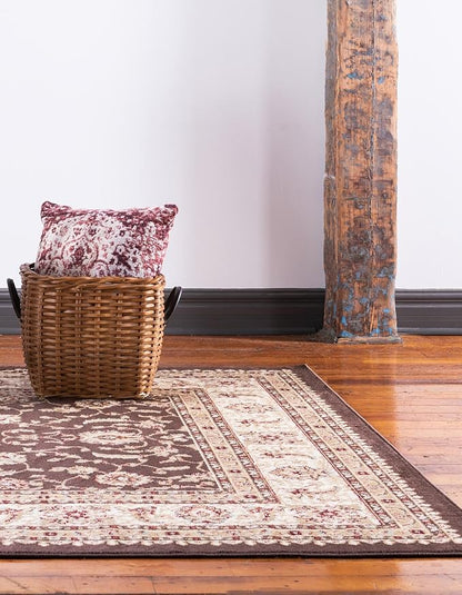 Rugs.com Aditi Collection Rug – 7 Ft Square Brown Medium-Pile Rug Perfect for Living Rooms, Kitchens, Entryways