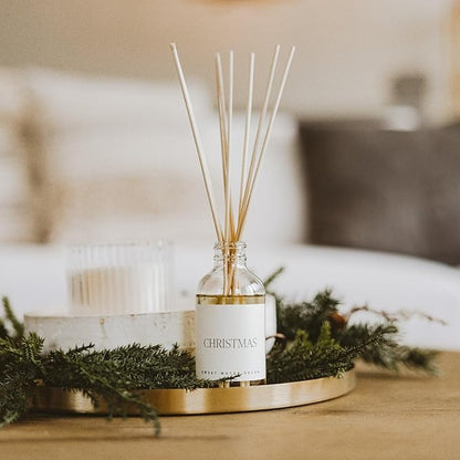 Sweet Water Decor Christmas Reed Diffuser Set - Fresh Cut Trees, Orange, and Cloves Holiday Reed Diffuser for Home with Long Lasting Fragrance - Non-Toxic Oil Reed Diffuser Made in The USA
