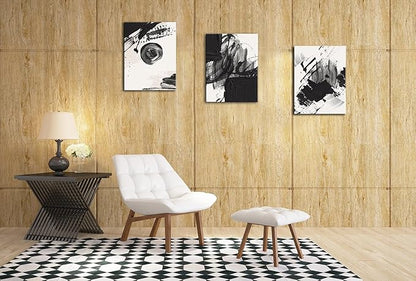Black and White Abstract Canvas Wall Art Set,Modern Bathroom Wall Decor Nordic Calm/Zen Print Art Decorative for Living Room, Bedroom, Office Decor 12x16x3pcs