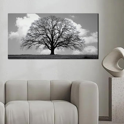 Trogonup Black and White Tree of Life Wall Art for Bedroom Modern Botanical Landscape Pictures for Living Room Office Canvas Prints Ready to Hang 20"x40"