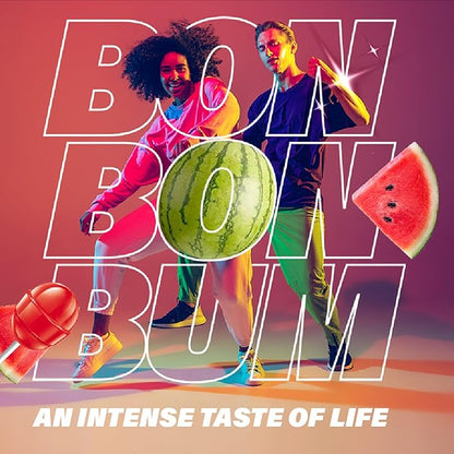 Colombina Bon Bon Bum Lollipops w/Bubble Gum Center, Watermelon Flavor, Individually Wrapped, Ideal for Party Favors and Gifts, 2 Pack (24 Count)