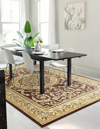 Rugs.com Chateau Collection Rug – 5x8 Brown Medium-Pile Rug Perfect for Bedrooms, Dining Rooms, Living Rooms