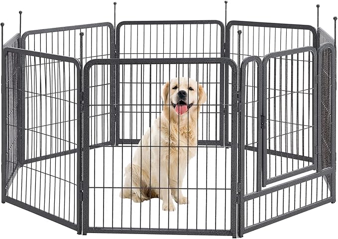 TMEE Dog Playpen, 32" Height 8 Panels Outdoor Dog Fence Pet Play Pen, Puppy Pens for Large/Medium/Small Dogs, Ideal for RV, Camping, Yard, Indoor
