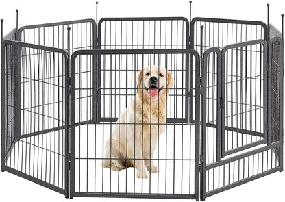 TMEE Dog Playpen, 32" Height 8 Panels Outdoor Dog Fence Pet Play Pen, Puppy Pens for Large/Medium/Small Dogs, Ideal for RV, Camping, Yard, Indoor