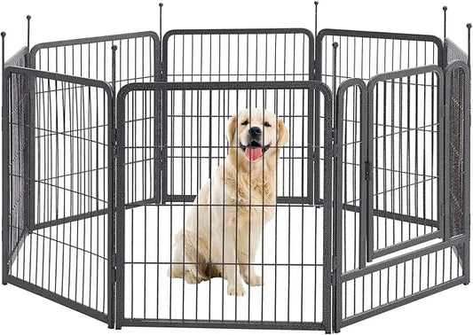 TMEE Dog Playpen, 32" Height 8 Panels Outdoor Dog Fence Pet Play Pen, Puppy Pens for Large/Medium/Small Dogs, Ideal for RV, Camping, Yard, Indoor