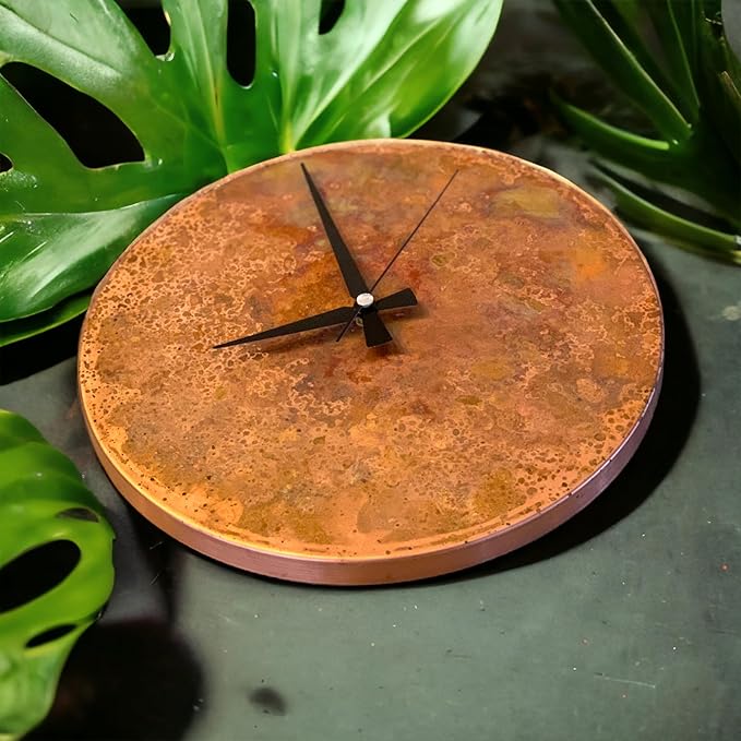 Handmade Copper Wall Clock Artisan Touch in Every Piece - Tree of Time Wall Decor Copper Clock for Living Room, Office, Kitchen & Bedroom (Rusty Clock, 11)