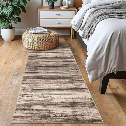 KOZYFLY Modern Abstract Hallway Runner Rug, 2x6 Washable Rug Runner Non-Slip Soft Kitchen Rugs, Print Blush Brown Carpet Runner for Entryway Bathroom Laundry Room Foyer