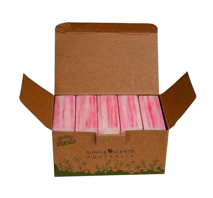 Melon Strawberry Scented Natural Soap Bars (5 Bars), 3.5oz Moisturizing French Triple Milled Soap Bars Enriched with Shea Butter - Pure Plant Oil Bath & Body