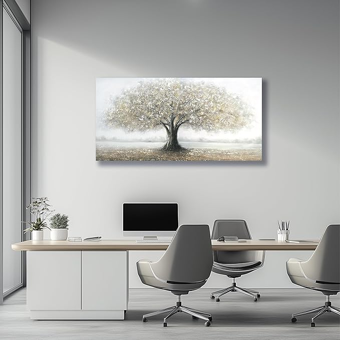 Yuaxker Tree Wall Art Gray Wall Decor Modern Home Decor Trendy Canvas Painting Artwork for Living Room Bedroom Dining Room Office Home Decor 24x48 Inch