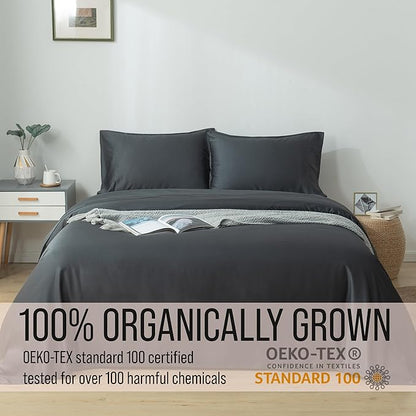 Bella Coterie Luxury Bamboo Viscose Split King Size Sheet Set | 100% Organically Grown | Ultra Soft | Cooling for Hot Sleepers | 18" Deep Pocket [Charcoal Grey]