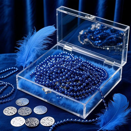 500 PCS Blue Bead Necklace, 33 Inch Mardi Gras Christmas Beads, Bulk Metallic Party Beads for Mardi Gras Parade, St Patricks Day, Wedding, Birthday, Pirate Carnival Party Favors