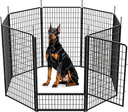 SunsGrove Dog Playpen with Wider Door, Heavy Duty Dog Pen, Anti Rust Dog Fence, Easy Insert into Soil, Pet Playpen for Yard RV Camping (50 inch, 08 Panels)