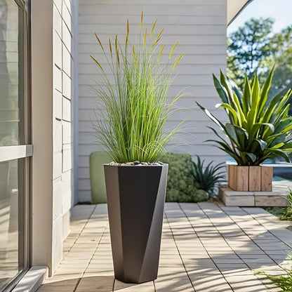 KOL 3ft 2-Pack Artificial Cattail Reed Grass, 35in Artificial Indoor Outdoor Fake Onion Grass Plant, Home Office Decorative Artificial Plants in Pot Faux Plant Greenery, Housewarming Gift, Green