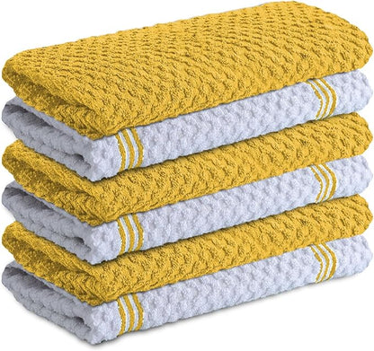 Infinitee Xclusives 100% Cotton Kitchen Towels - 15x25 Inch Ultra Soft Tea Towels, Super Absorbent Terry Dish Towel for Kitchen Linens |Radiant Yellow|