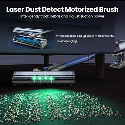 V25 Cordless Vacuum Cleaner, 680W 60Kpa Powerful Stick Vacuum with Dust Sensor, Digital Display, 4000mAh Rechargeable Battery up to 60Mins, Versatile for Pet Hair, Floor, Carpet