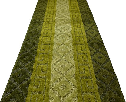 Custom Cut Hallway Runner Rug, Slip Resistant, 31 Inch Wide X Your Choice of Length, Meander Green, 31 Inch X 17 feet