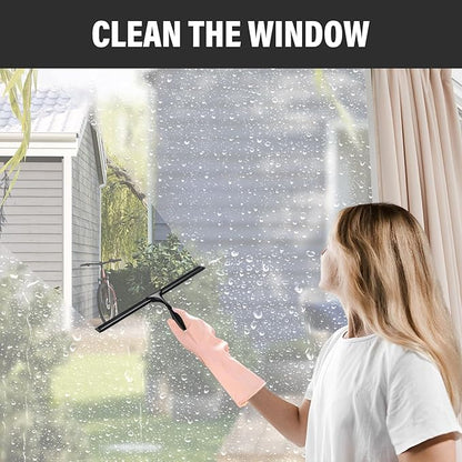 All-Purpose Shower Squeegee for Glass Doors Glass Squeegee for Bathroom Tile Shower Walls, Shower Doors, Window, Car Glass Cleaning Stainless Steel 10 inch Black