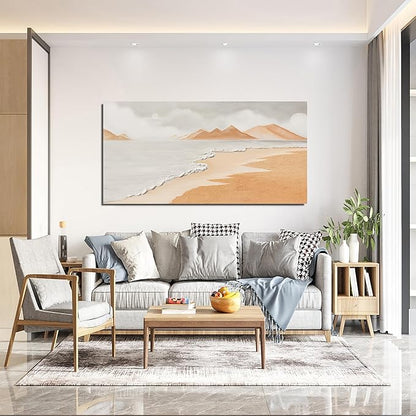 Canvas White Wall Art Decor Abstract Canvas Art Wall Decor Beach Coastal Wall Art Prints Modern Minimalist Wall Art Decorations Brown Artwork for Walls Bedroom Office Kitchen Wall Decor 20" X 40"