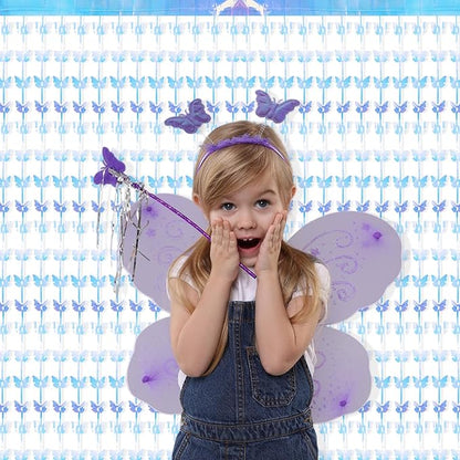 BRAVESHINE Iridescent Hanging Butterfly Foil Fringe Curtain - 2 Pack 3.2x6.6ft Holographic Party Streamers Backdrop for Bridal Shower/Mermaid/Frozen/Fairy/Princess/Butterfly Birthdays Decorations