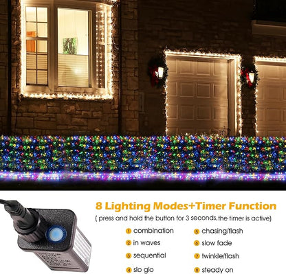 BlcTec Christmas Net Lights, 360 LED 9.8ft x 6.6ft Outdoor Christmas Lights with 8 Modes, UL Certified, Timer, Connectable, Waterproof for Bushes, Trees, Shrubs Yard Outdoor Xmas Decor, Multicolor