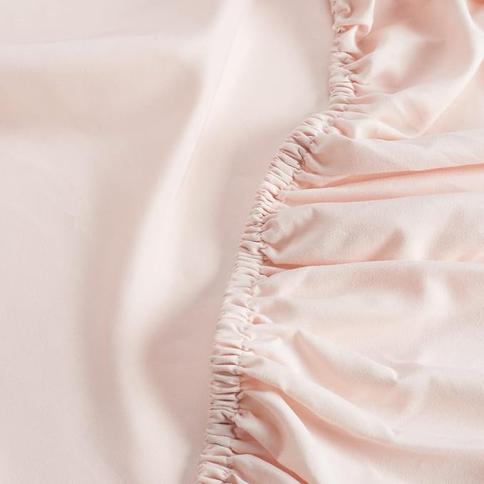 Serta Simply Clean Super Soft Hypoallergenic Stain Resistant Deep Pocket 3 Pieces Solid Bed Sheet Set, Twin, Blush Pink