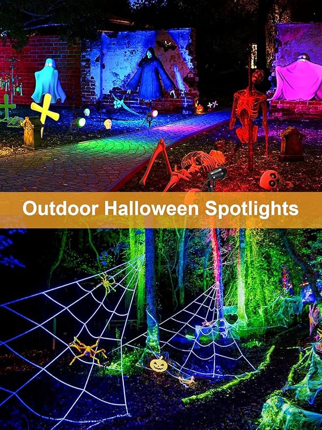 ZUCKEO RGBW Christmas Spotlights Outdoor LED Spot Lights for Yard, 10W Color Changing Landscape Lighting 120V Waterproof Spotlight with Plug & Remote for House Garden Path Tree Decoration(6Pack)