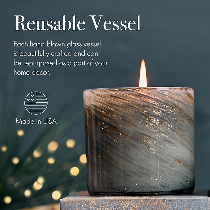 LAFCO New York 2025 Holiday Classic Candle, Winter Violet - 6.5 oz - 50-Hour Burn Time - Reusable, Hand Blown Glass Vessel - Made in The USA