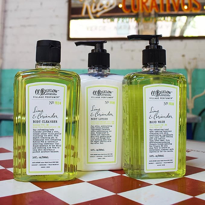 C.O. Bigelow Lime Coriander Apothecary Duo Hand Care Gift Set, Hand Wash & Body Lotion, Liquid Soap & Moisturizing Lotion, Set of 2, 10 Fl Oz