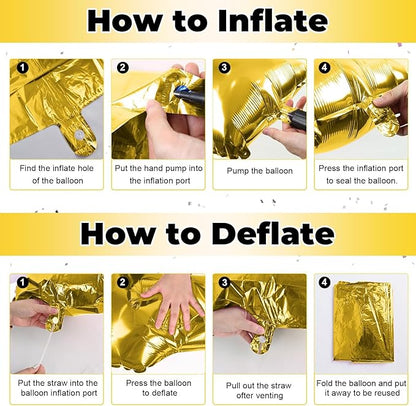 Large Custom Balloon Letters U, 40 Inch Helium Alphabet Word Balloons Decor, Big Self Inflating Foil A-Z Gold Letter Name Balloons for Boys Women Birthday Anniversary Party Decorations Supplies