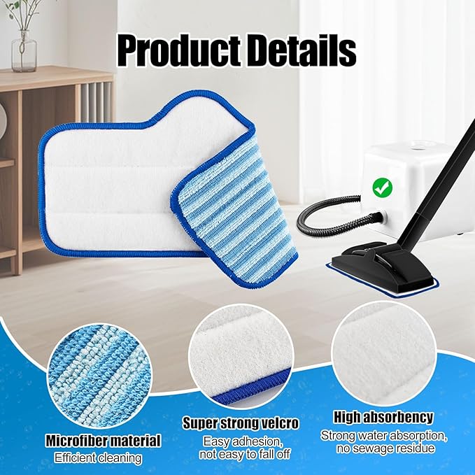 Steam Mop Pads for Dupray Neat Steam Cleaner, 6 Pack Neat Washable and Reusable Microfiber Pads for Dupray Steam Cleaner, Accessories for Dupray Neat Steam Cleaner