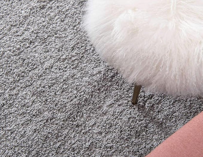 Unique Loom Solid Shag Collection Area Rug (6' 1" Round, Cloud Gray)