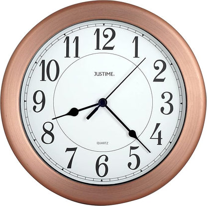 JUSTIME 8.5 inch Water Resistant Wall Clock for Wall Decorative Small Wall Clocks Small Space Decor Bathroom Clock Kitchen Clocks Office Boat RV Battery Operated Silent Wall Clock Non Ticking
