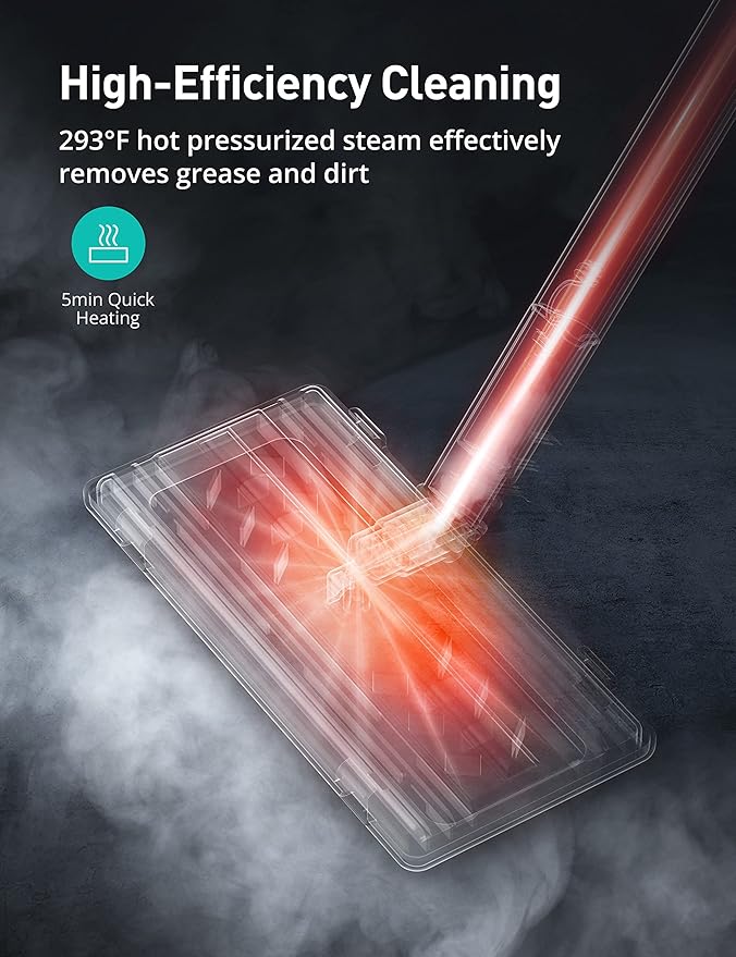 Handheld Steam Cleaner Floor, 293°F 58 PSI Powerful Multipurpose Steam Mop for Home Use, 50Oz Capacity, Heavy Duty Steamer for Carpets, Handheld Steamers, Floors, Cars, Tiles, Crack Cleaning, Titanium