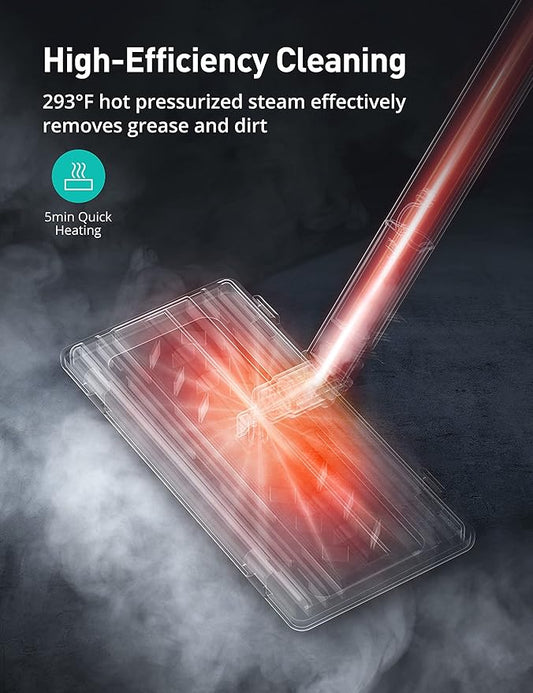 Steam Cleaner, 293°F 58 PSI Powerful Multipurpose Handheld Steam Mop for Home Use, 21 Attachments, 50Oz Capacity, Heavy Duty Steamer for Carpets, Floors, Cars, Tiles, Crack Cleaning, White