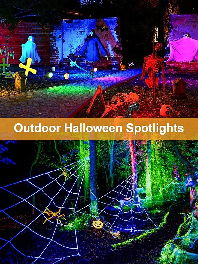 ZUCKEO 10W RGB Color Changing Landscape Lights, Outdoor Waterproof LED Spotlights with Remote & Plug for Garden, Yard, Patio, Driveway, Birthday & Holidays Decoration