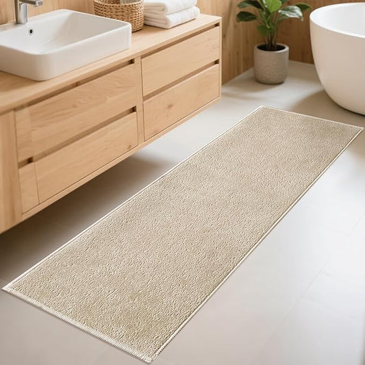 Bathroom Runner Rugs, Thin Absorbent Non-Slip Bath Mat, Quick Dry Low Pile Mats for Bathroom Floor Front of Bathtub,Shower Room,Sink,24"×72",Light Coffee