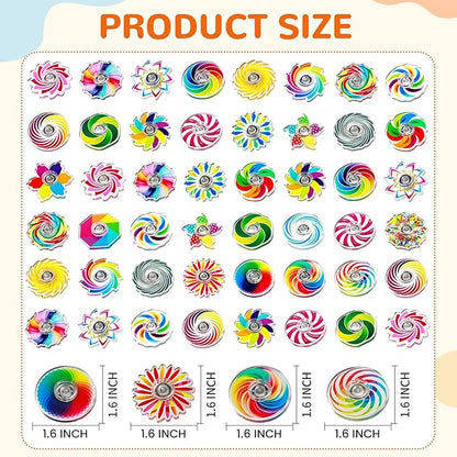 SCIONE 52 Pack Mini Fidget Spinner Toys,Mini Sensory Fidget Toys Bulk Kids with Autism,Rainbow Party Favors for Kids Birthday Party Favors,Goodie Bags Stuffers,Treasure Box Toy Classroom Prizes