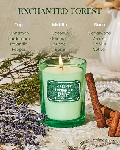 M&SENSE Cederwood Pine Scented Candles, Christmas Candle Home Glitter Jar Candle, Holiday Gifts for Women, Strong Scented Natural Soy Candle for Christmas Decor, 50 Hours Long Burning Candles