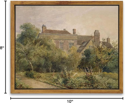 InSimSea Framed Canvas Wall Art Vintage Decor, Home Decor Classical Scenery Watercolor Painting Canvas Prints Wall Decorations for Living Room Home Farmhouse Bathroom Decor, 8"x10"